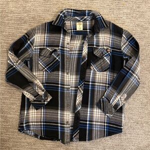 Dickies Mens Flannel Shirt size large Blue Plaid Long Sleeve Button Up Work Wear